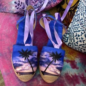 🏷️ NEW |🏝️JEFFREY CAMPBELL Sunset Palm 🏝️Beach Espadrille Wedges, Sz 40